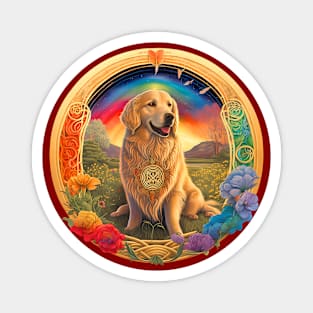 Golden Retriever in a Garden 2 Magnet